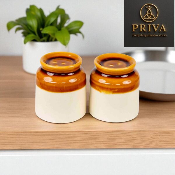 Priva Rustic Ceramic Salt & Pepper Shaker Set (Set of 2)